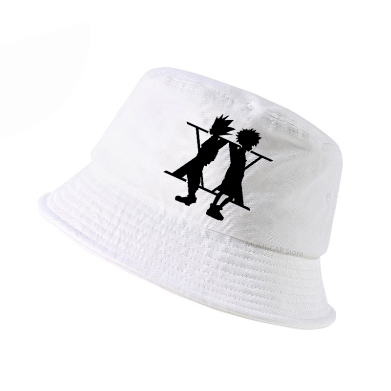 

Fitted Hat Hunter Hunter bucket hat Killua Zoldyck Baka Classic Comic panama cap Classic Anime Japan Cotton panama fisherman cap, White