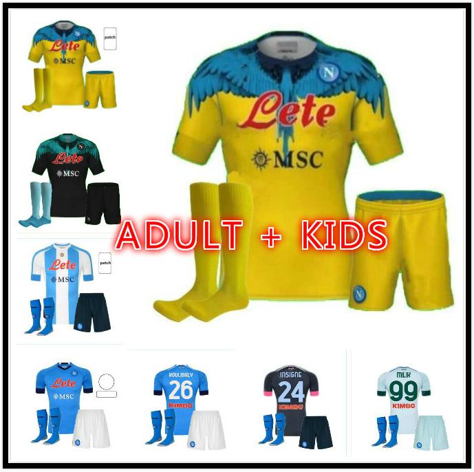 

menadult kids kit 20 21 22 SSC Napoli Soccer Jerseys LOZANO OSIMHEN INSIGNE Football Shirt MAGLIA MERTENS VERDI MILIK 2021 2022 Maillots de, Black;yellow