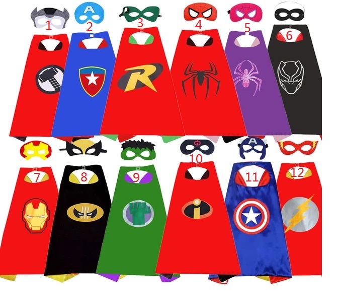 

70*70CM Double Layer Cosplay Cape Cloak with Mask for Kids Boys Girls Halloween Christmas Costumes Movie Cartoon Dress Up Birthday Gifts Party Favors, Blue