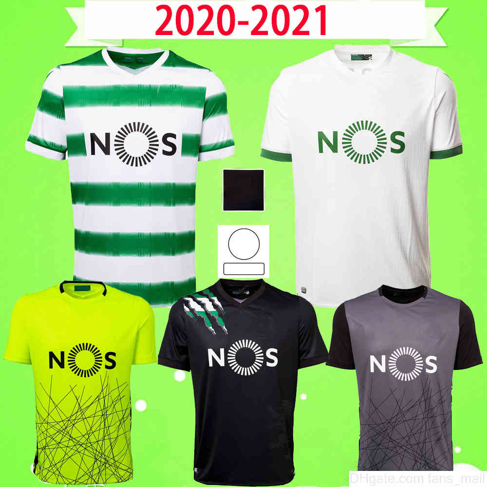 

20 21 Clube de Sporting Lissabon jerseys 2020 2021 B.FERNANDES green black socce jersey LISBON DOST football shirt uniform home away third, Black;yellow