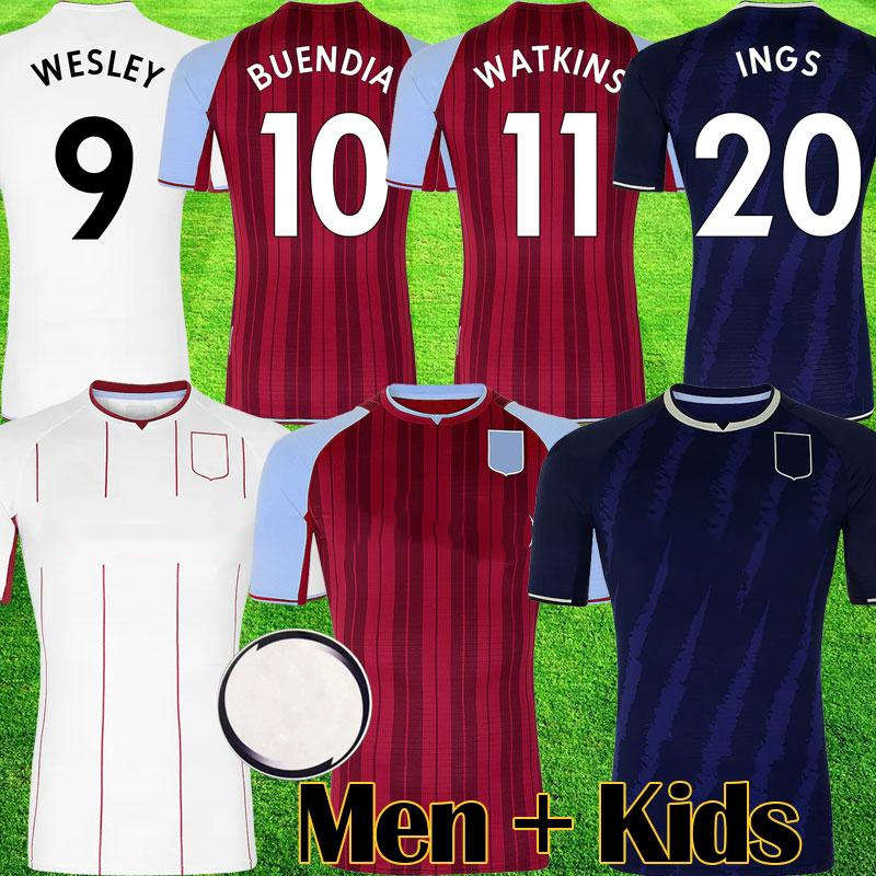 

21 22 Soccer Jerseys BUENDIA CASH 2021 2022 BAILEY WATKINS WESLEY Football shirt TREZEGUET EL GHAZI McGINN MINGS INGS Mens Jersey Kids kit, Black;yellow