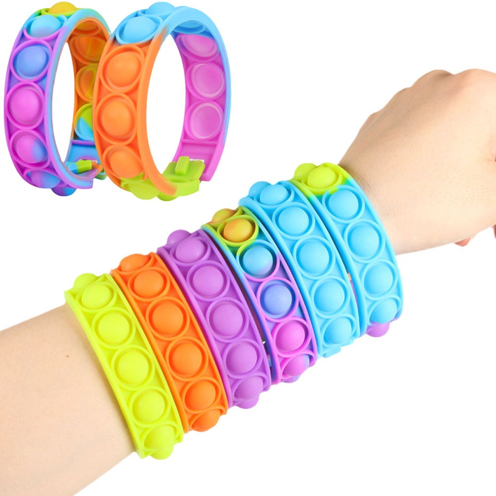 

2021 Fidget Toys Pop Funny For Children Push Bubble Dimple Bracelet Mini Simple Digit Decompression Toy Adults Anti Stress Reliever Sensory Toy Kids Gift wholesale