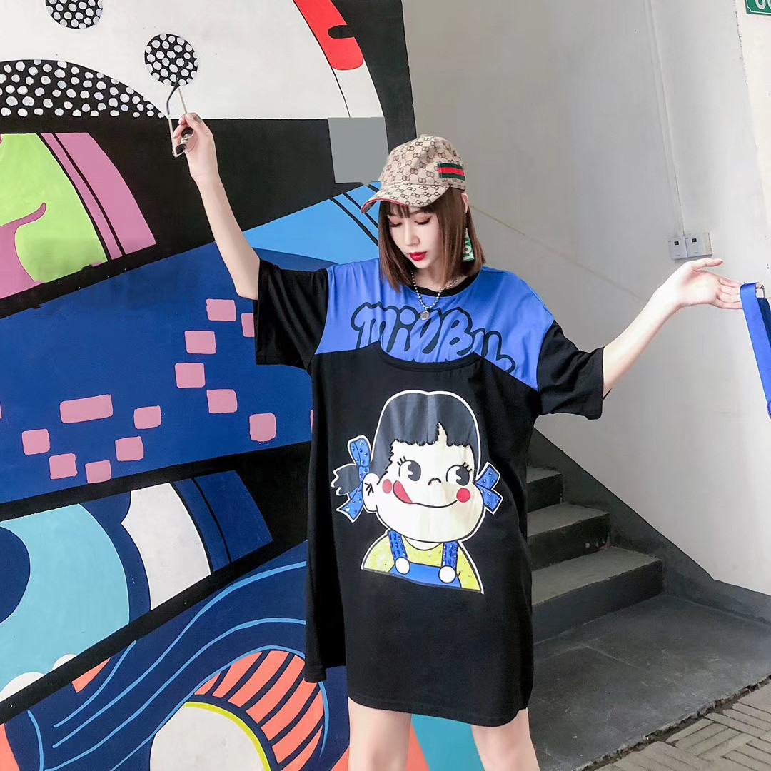 

t shirt design fashion brand women's 2021 summer cartoon sequin splicing short sleeve large, White