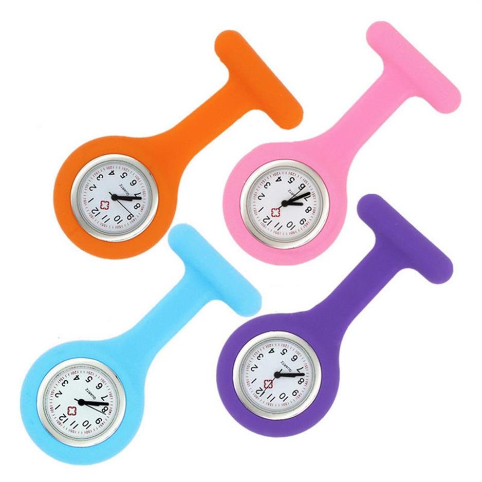 

Christmas Gift Nurse Watch Silicone Clip Pocket Watches Fashion Nurse Brooch Fob Tunic Cover Silicon Watchesa21 a23, Random colors