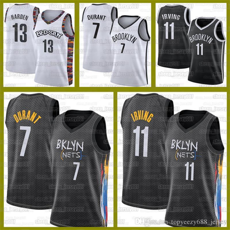 

New Kyrie James 13 Harden Brooklyn Nets 2021 Black 72 Biggie 11 Irving Kevin Jerseys 7 Durant Basketball Stitched Sports jersey, Black;red