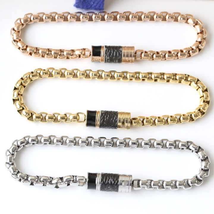 

Fashion Jewel Stainless Steel Designers Chains Men Women Bracelet 18k Gold Perfume Bottle Chains Man Luxury With Box