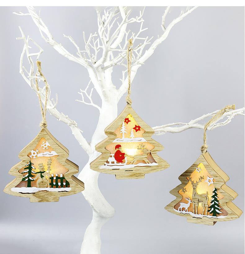 

Christmas Decorations Creative Led Tree Hanging Pendant Old Man Snowman Night Light Wooden Ornament Xmas Party Year Decoration