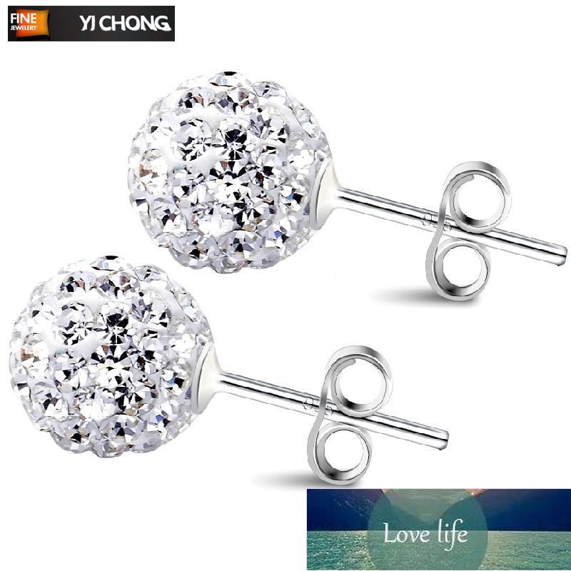 

Stud Sterling Silver Trendy Brand Korean Earrings Shiny Ball Crystal Earring For Women Wholesale Fashion Jewelry 925
