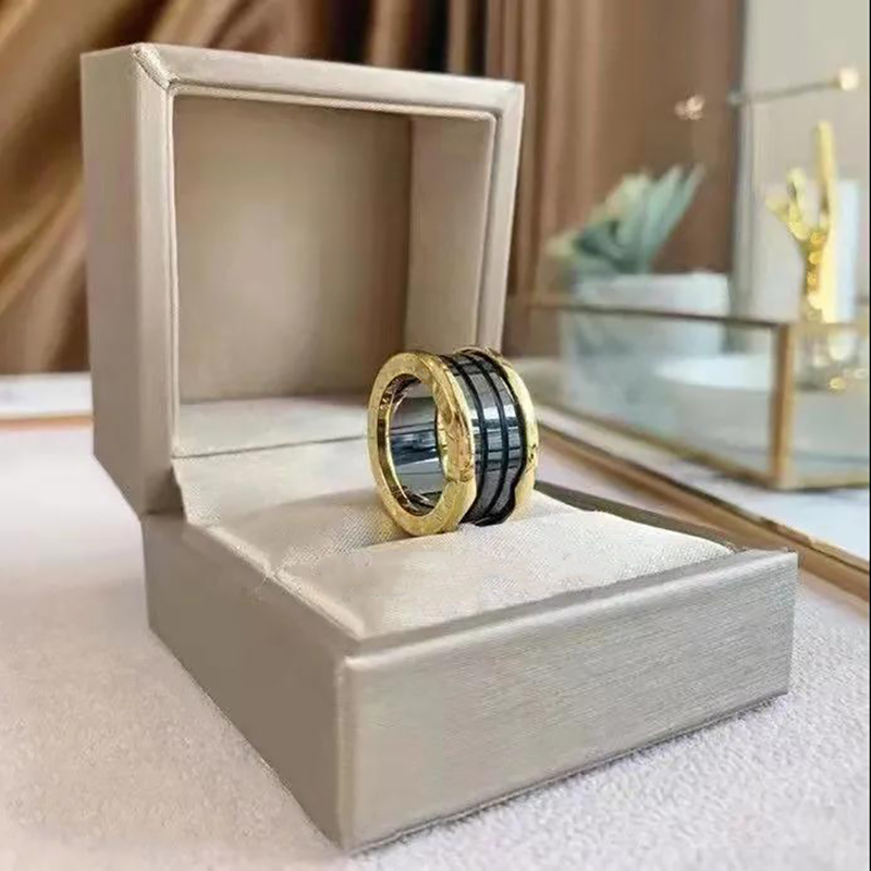 

Rose Gold Spring Pressable Ring Black and White Band Rings Ceramic Double Couple Ring High-end Quality Electroplate New Arrival Engagement Beach good
