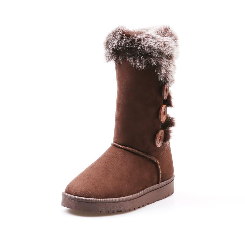 

High Quality Classic Waterproof Leather Snow Boots Wool Women Winter Warm Women's Shoes Plus Size, Black