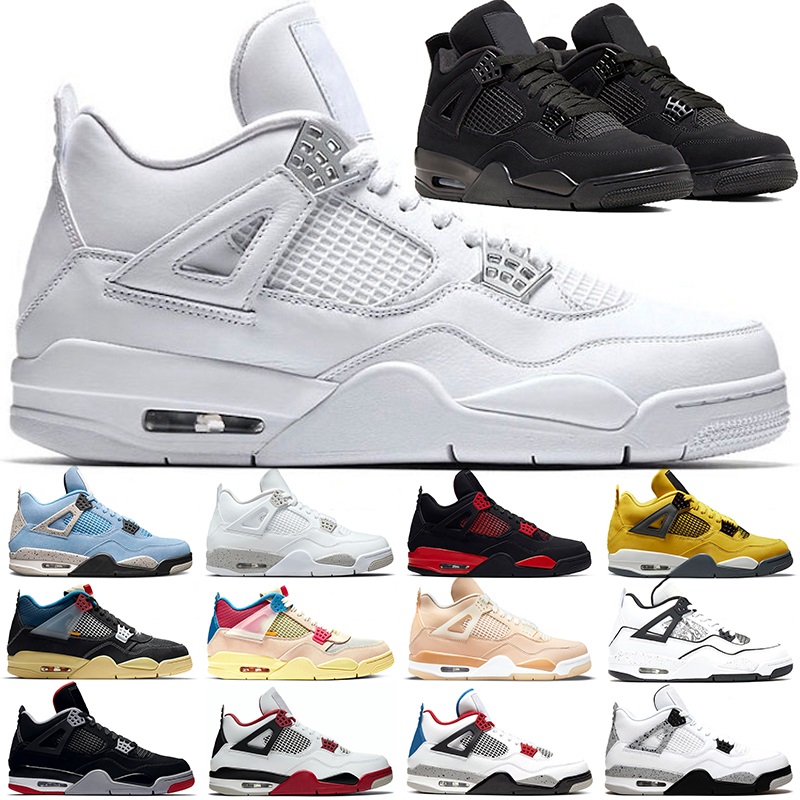 

Men Women Basketball Shoes 4 Black Cat 4s Red Thunder Lightning White Cement Oreo University Blue Pure Money Bred What The Shimmer DIY Mens Trainers Sports Sneakers, #17 thunder