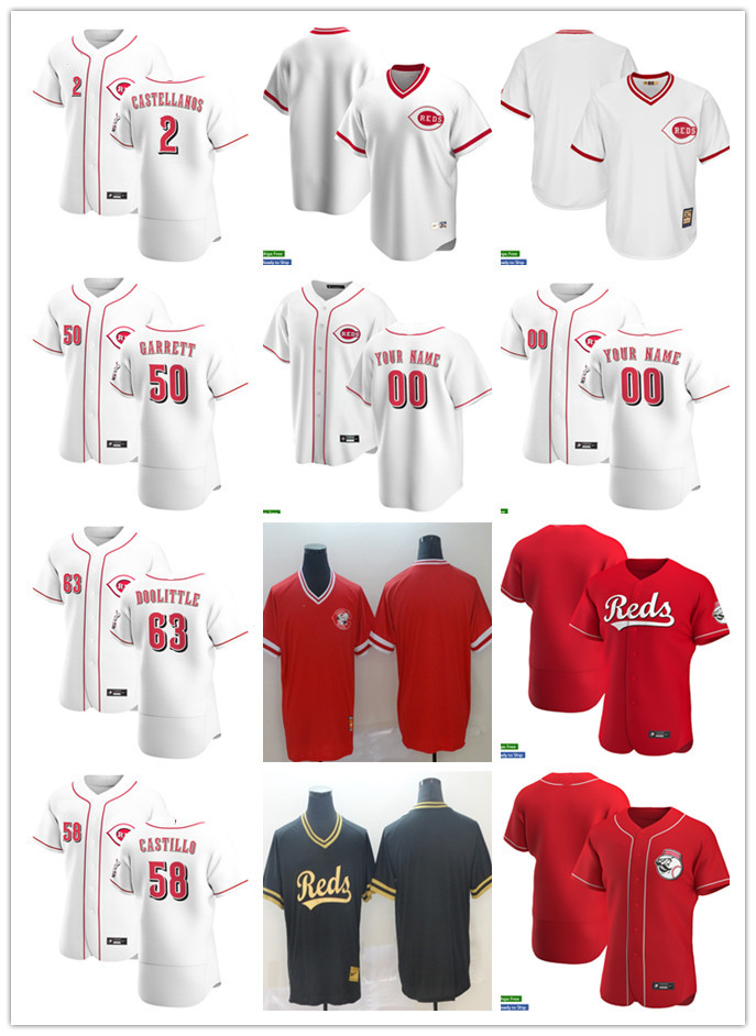 

Mens Womens Youth Cincinnati Reds 2 Nick Castellanos 58 Luis Castillo 63 Sean Doolittle 50 Amir Garrett Custom Baseball Jersey B, Blue;black