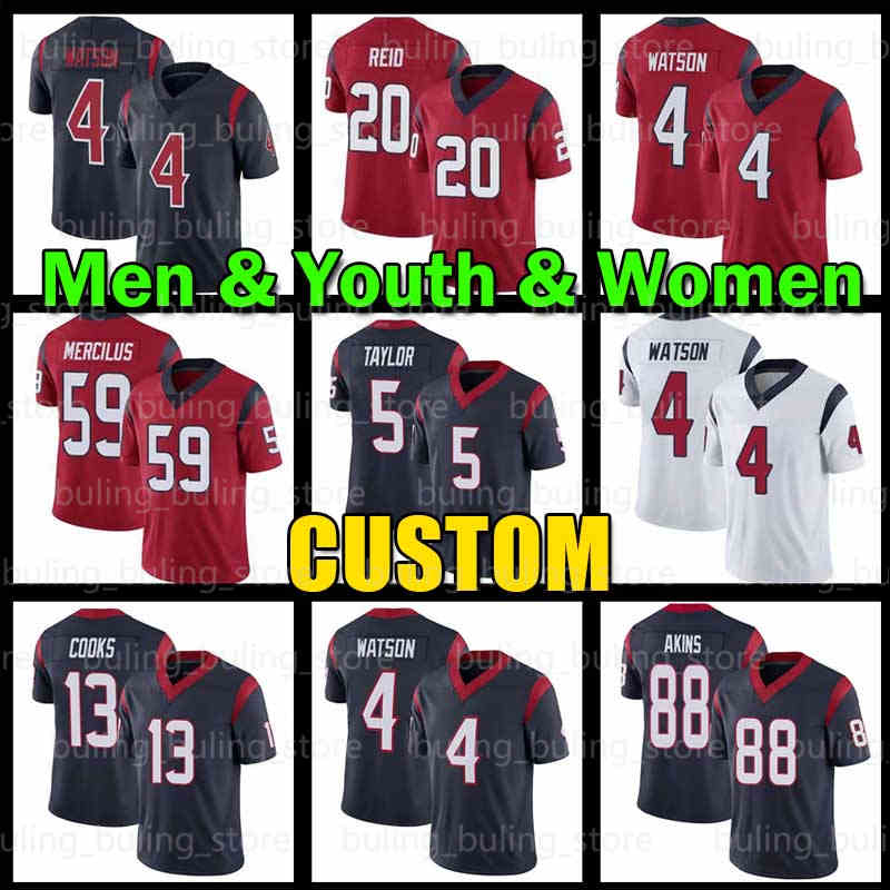 

5 Tyrod Taylor Jersey 4 Deshaun Watson Football Texan Justin Reid Houstons 2 Mark Ingram II Brandin Cooks Nico Collins Pharaoh Brown Phillip Lindsay 31 David Johnson, Custom men jersey(d z r)