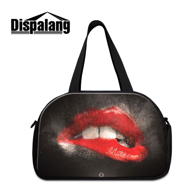 

Duffel Bags Dispalang Womens Travel Luggage Sexy Red Lips Duffle Ladies Handbag Men Weekend Large Big Trip Bag