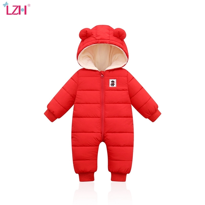

LZH Children Winter Overalls For Baby Snowsuit Infant Boys Girls Romper Warm Jumpsuit born Clothes Christmas Costume 210826, Pink