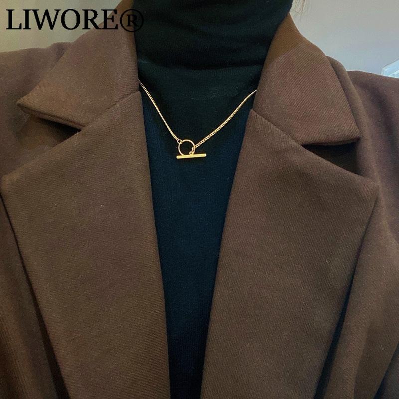 

Chains Fashion OT Buckle Chain Necklace Ladies Vintage Gold Pendant High Quality Sweater Jewelry, Silver