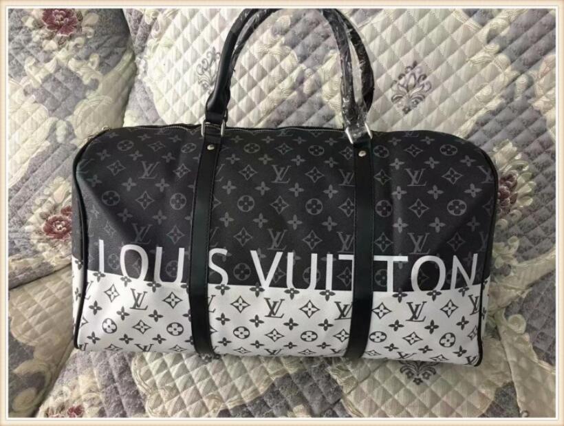 

2021 fashion LV LOUIS bag VITTON Keepall stitching travel bag, high quality single shoulder messenger handbag fitness bag, Red;black