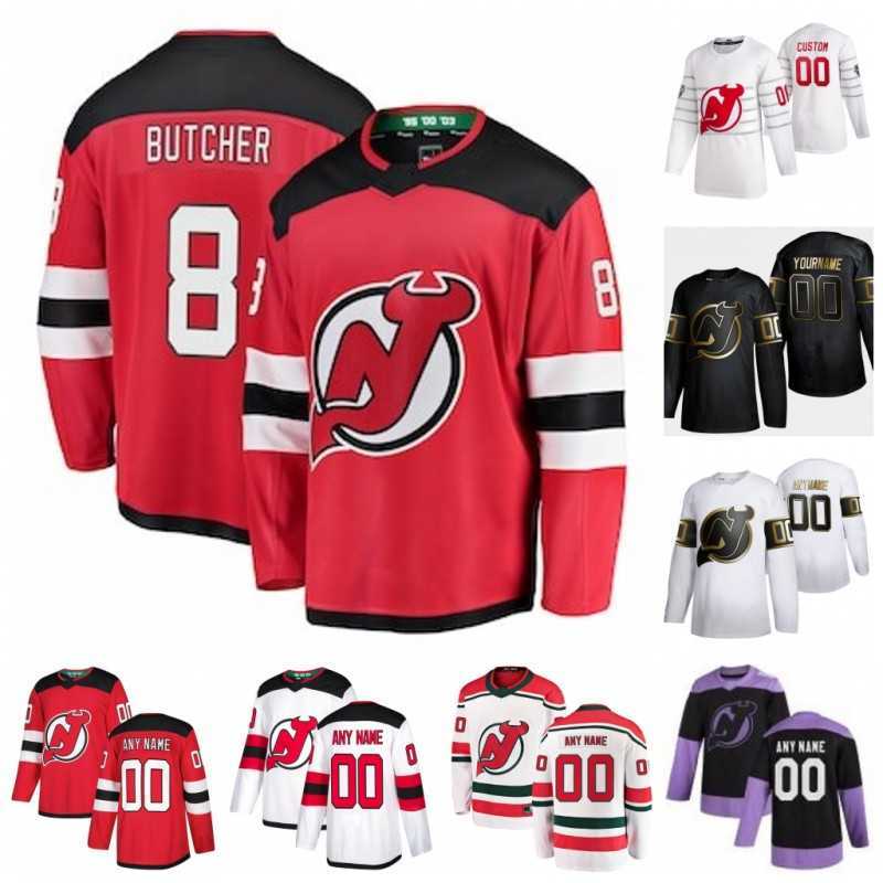 

Custom New Jersey Devils Nikita Gusev Jesper Bratt Will Butcher Cory Schneider Connor Carrick Damon Severson 2020 Hockey Jersey Stitched, Womens white away