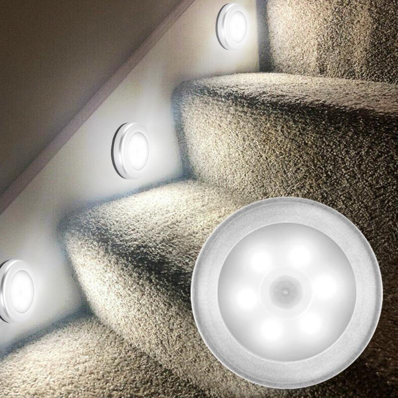 

Night Lights Motion Sensor Wireless Bedroom Decor Light 6LED Detector Wall Decorative Lamp Staircase Closet Room Aisle Lighting