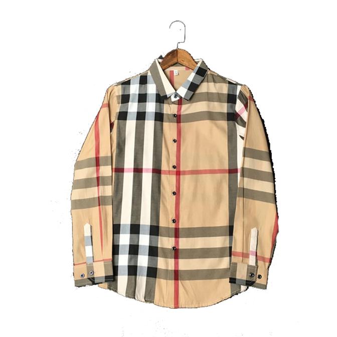 

2021 Luxury Designer's Year of Business Casual Shirt Long Sleeve Stripe Slim for Social Men T-Shirt Fashion Plaid #B18, Customize
