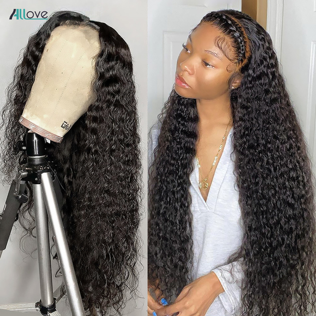 

Allove Transparent HD Lace Front Wig Straight Pre-Plucked Human Hair Wigs Natural Color Brazilian Kinky Curly Body Deep Loose for Women Peruvian 14-32 Inch, Brazilian hair