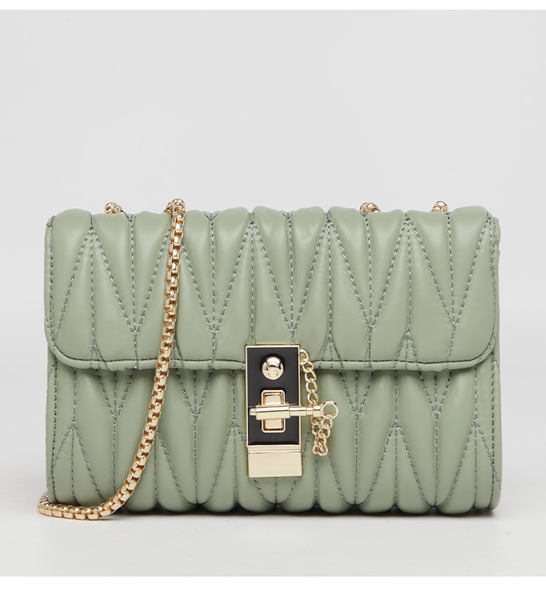 

2021 Fashion Women Shoulder Bag Luxury Quality leather Ladies Chain Messenger Crossbody Bags girl fold Handbag Metal Button, Green