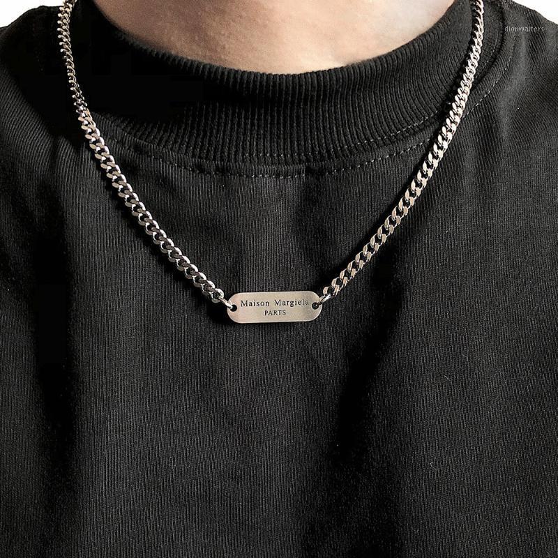 

Chains Necklace For Man Cold Wind Letter Square Male Niche Design Titanium Steel Stainless Couple
