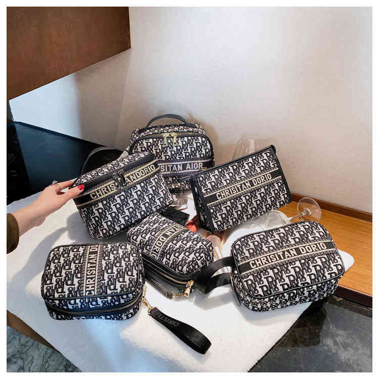 

Cosmetic Bag Korean Large Capacity Portable Travel Fashion Portable Storage Canvas Embroidery Wash Bags, 002 section 2
