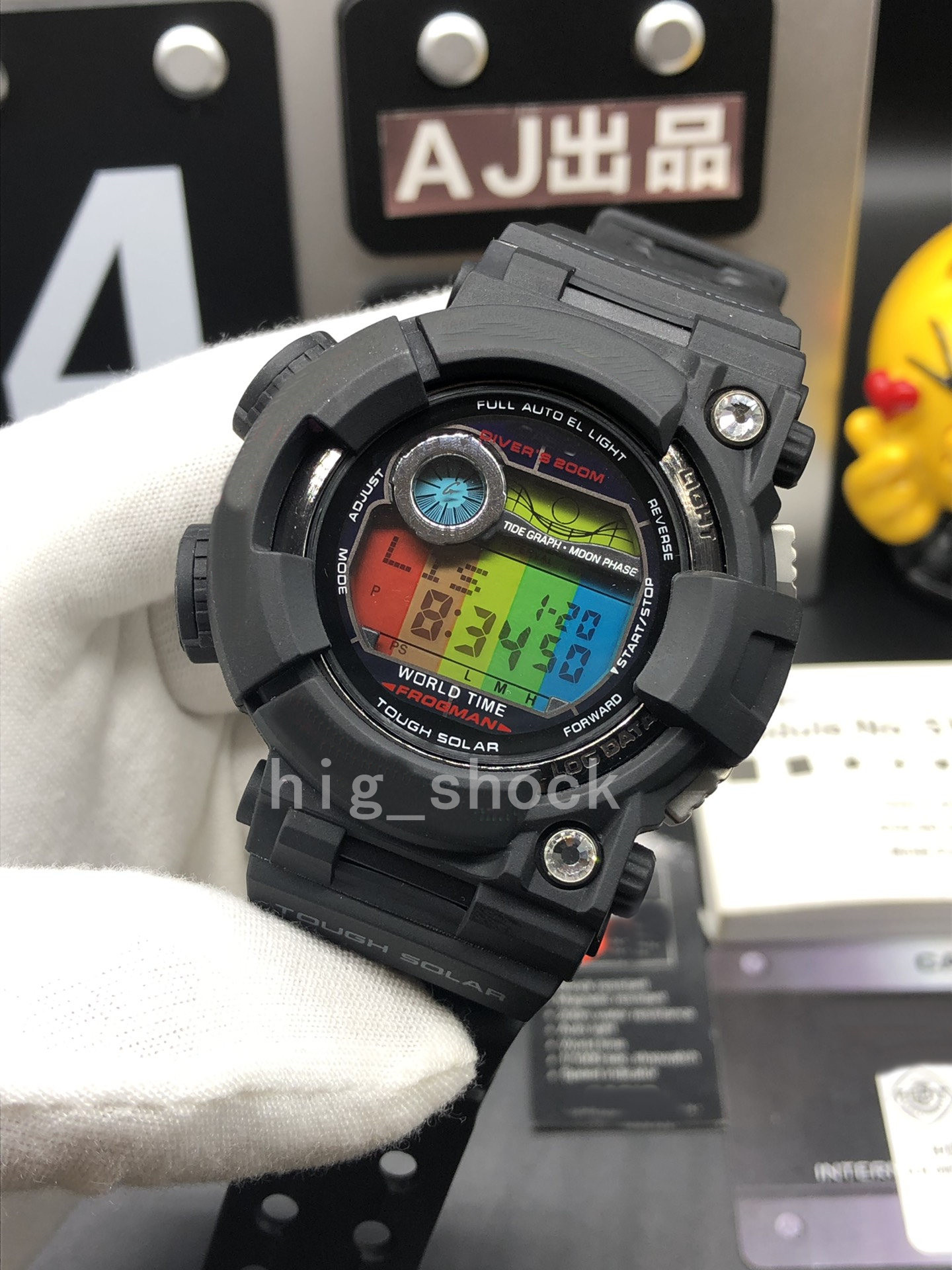 

frog New arrival popular HOT fashion waterproof men's wristwatch Sports dual display GMT Digital LED reloj hombre student watch relogio masculino, Full black