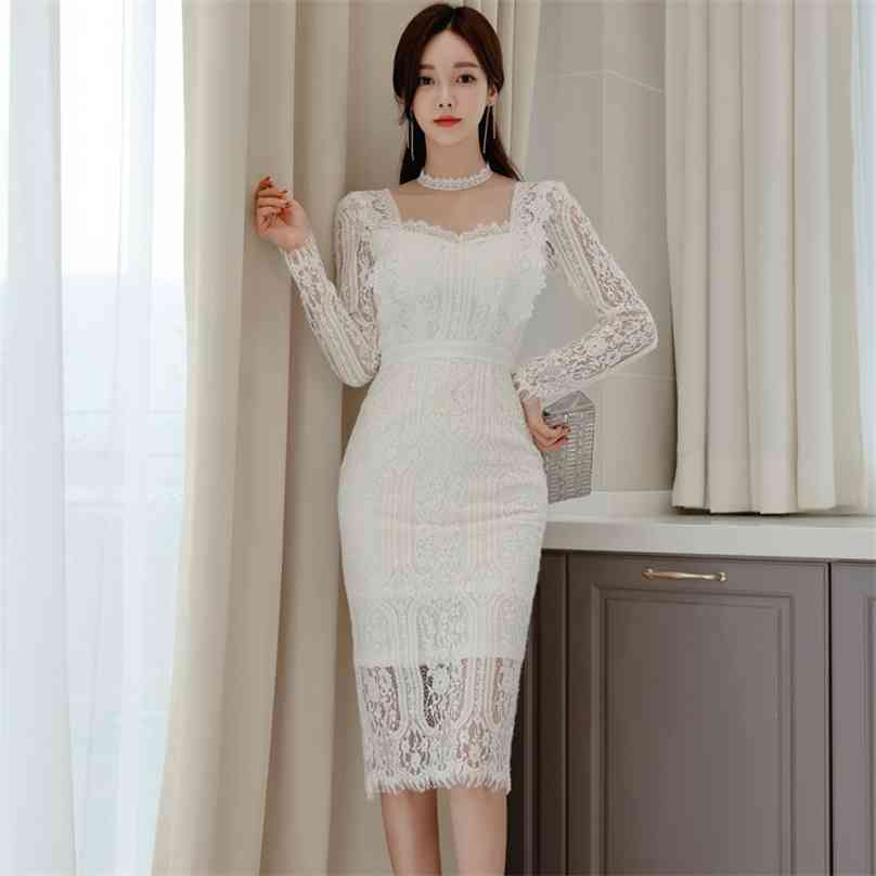 

Han edition aristocratic temperament of high-end cultivate one's morality in the long splicing lace package hip women d 210602, White