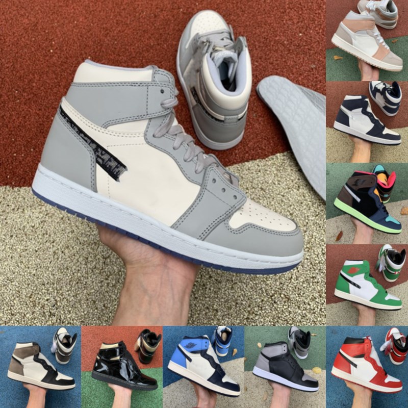 

Jumpman 1 Mens Women Basketball Shoes Bio Hack Pine Green 1s Court Purple Fearless Royal Toe Obsidian Chicago UNC Sports Outdoor Shoe, 17