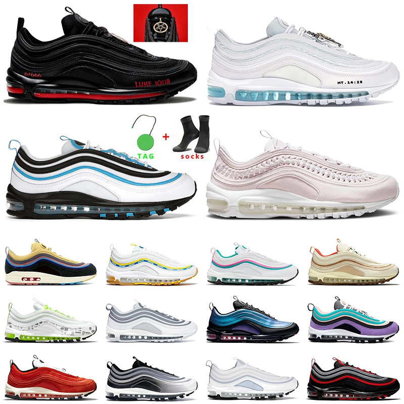 

97 97s Athletic Running Shoes Mschf Lil Nas x Satan Luke inri jesus Mens Womens White Gum Sean Wotherspoon air max airmax UNDEFEATED Off UNDFTD Sneakers Trainers, B14 36-45 have a day purple
