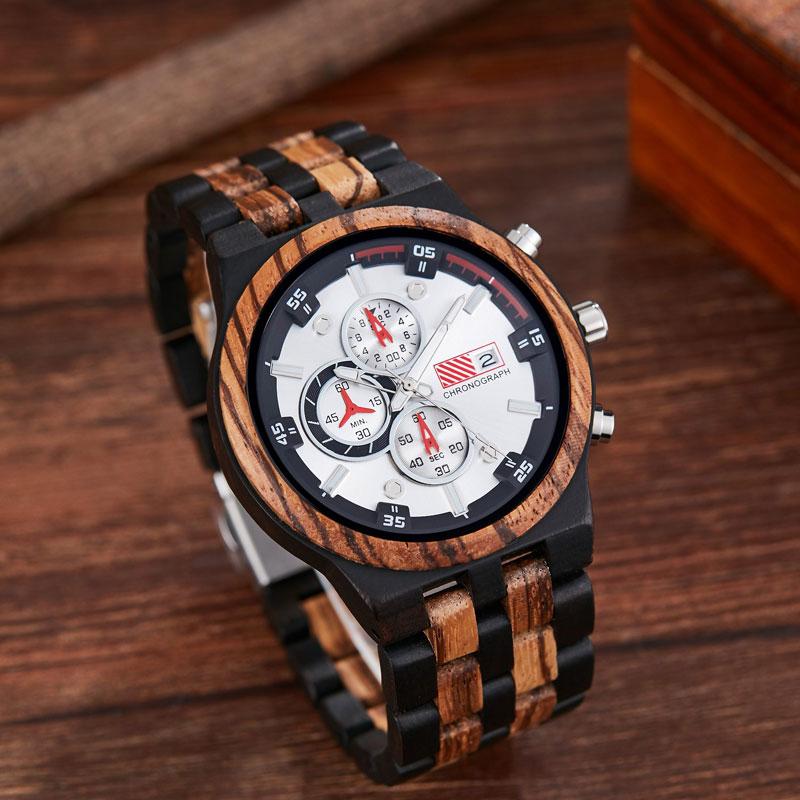 

Wristwatches Sell Men Casual Watch Quartz Mens Wooden Wood Wrist Watches Natural Calendar Display Bangle Relogio Masculino, Wood watch 1