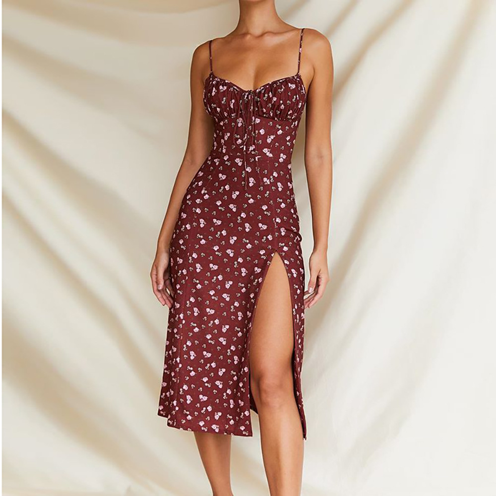 

Paris Girl Print Casual Sexy Dresses For Women Bodycon Autumn Dress Strapless Split Club Party Spaghetti Strap Vestidos 210524, Burgundy