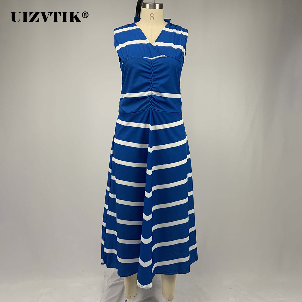 

summer dress women 2021 vintage striped long party vestido de mujer casual slim boho beach dress plus size women clothing, Black;gray