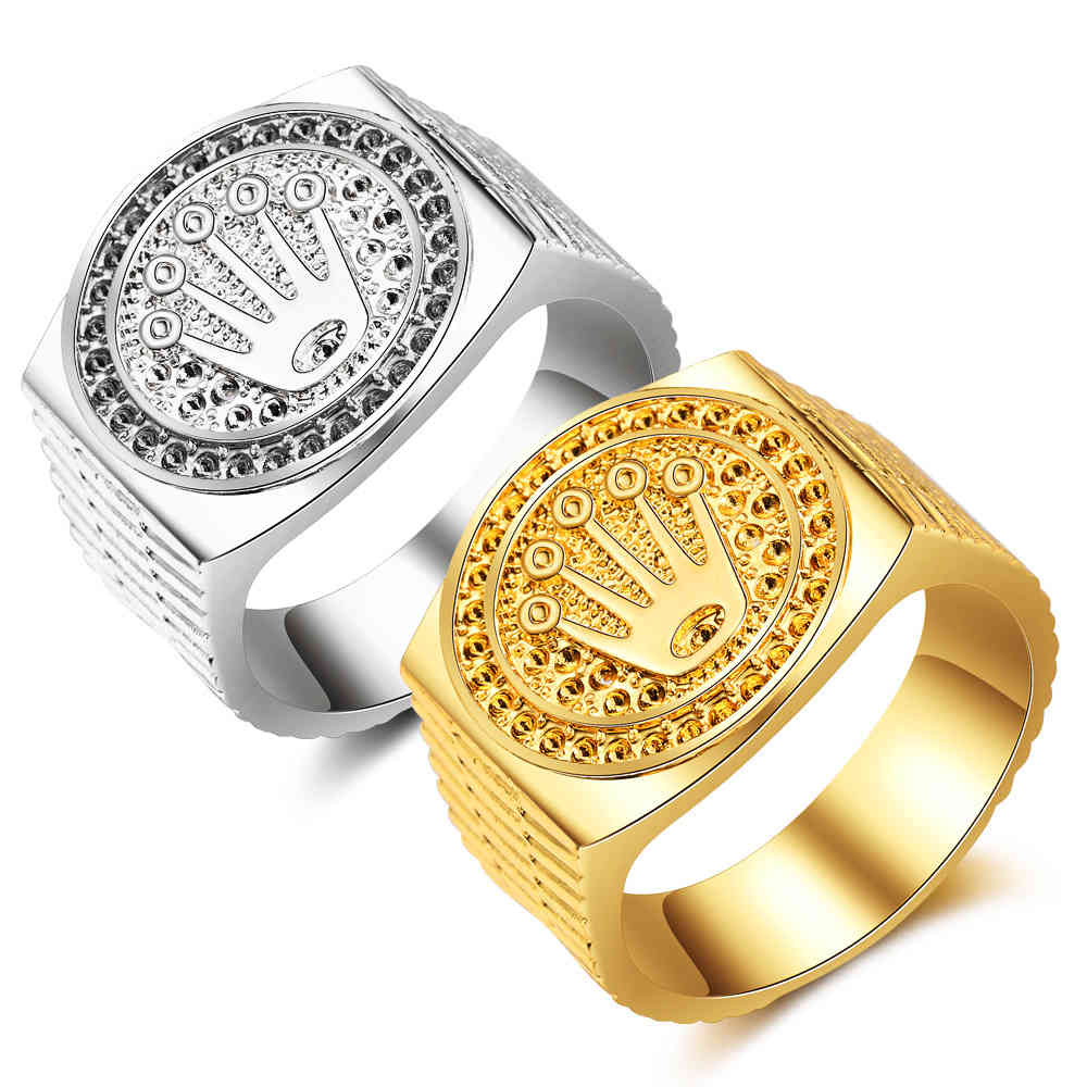 

Hip Hop / Rock Hip Crown Ring Gold Plated Rings for Men and Women, Silver
