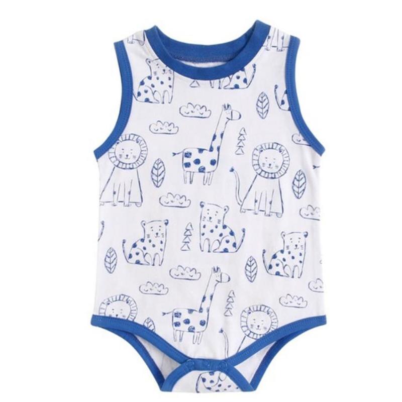 

Rompers 066B Born Infant Baby Boys Girls Triangle Romper Summer Sleeveless Round Neck Jumpsuit Cartoon Zoo Animal Print Tank, 6m