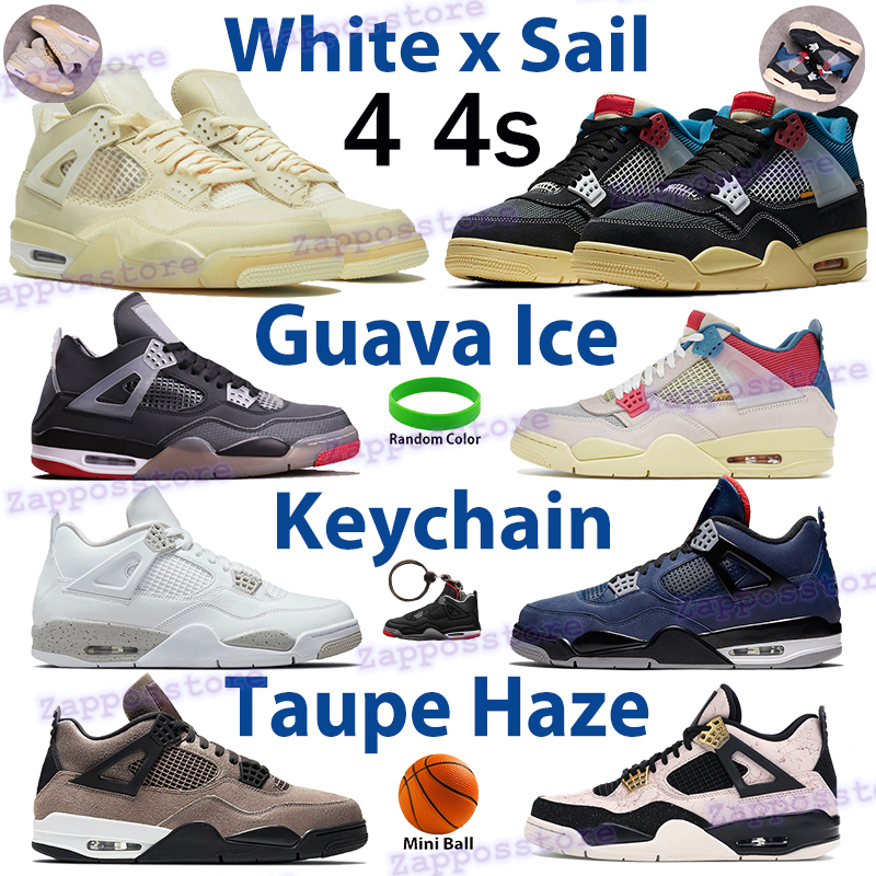 

White x sail bred 4 4s men basektball shoes guava ice noir sports sneakers oreo lemon pink rasta taupe haze women trainers with keychain, Bubble wrap packaging
