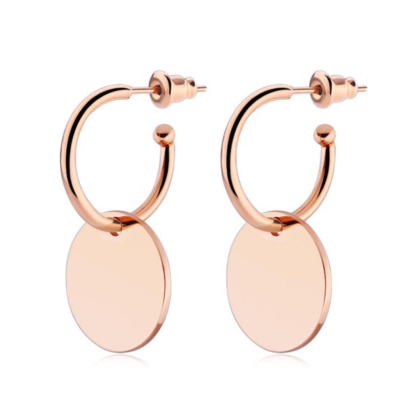 Trendy Rose Gold Color Stud Earring For Women Men Round Stainless Steel Punk High Quality Ear Clip Fashion Jewelry-image-674712633