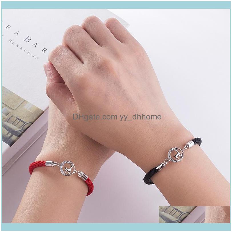 

Link, Bracelets Jewelrylink, Chain 1/2 Pcs Arrival Couple Bracelet Alloy Elk Charm Jewelry Lovers Gifts For Men Women Friend Love Xmas Gift