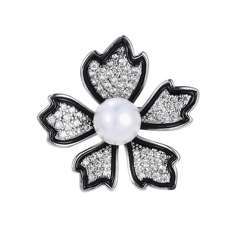 

Pins, Brooches WEIMANJINGDIAN Brand 2021 Christmas Arrival High Quality Zirconia Crystal Cute Flower Brooch Pin Jewelry Gift, Gray