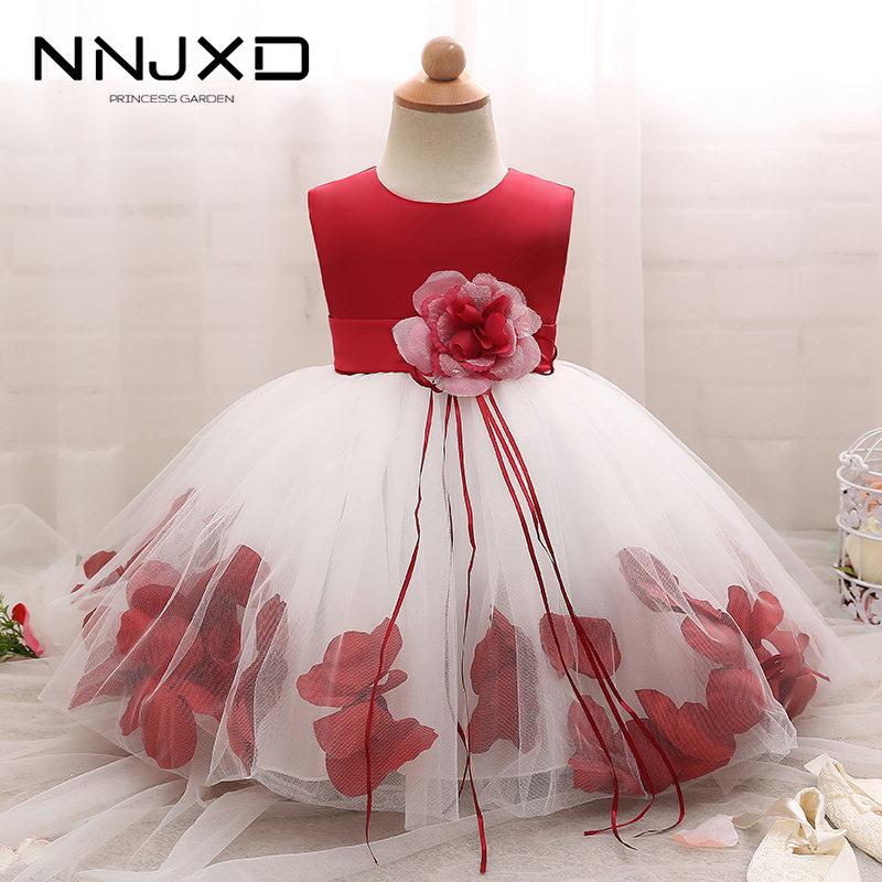 

Girl's Dresses Infant Baby Girls Dresss 1 Year Birthday Dress Outfits Clothes Princess Girl Floral Christmas Gown, Red;yellow