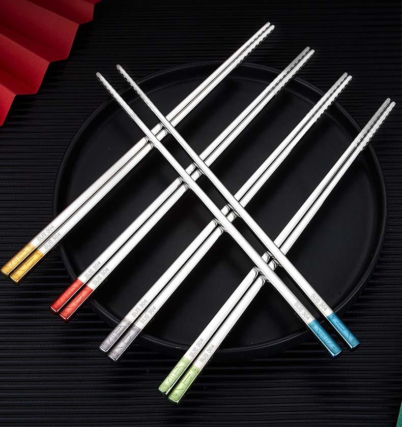 

Chopsticks 316L Stainless Steel Heat Ansulation And Anti-scalding El Square Non-slip Household