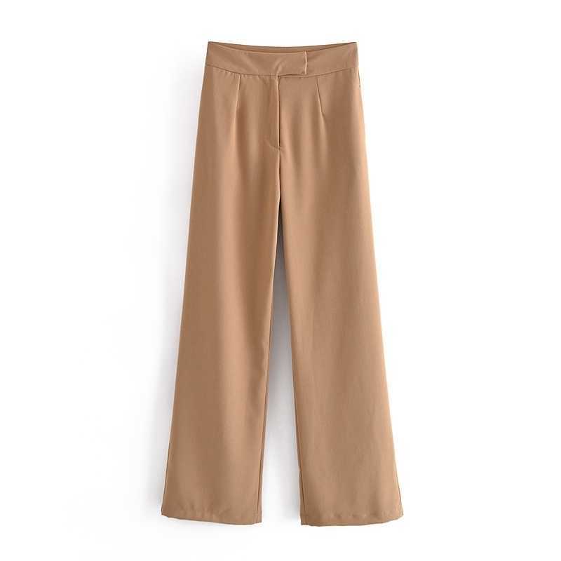 

Spring Office Lady Pants Women High Waist Loose Wide Leg Trousers Solid Color Fashion Female 210525, Khaki
