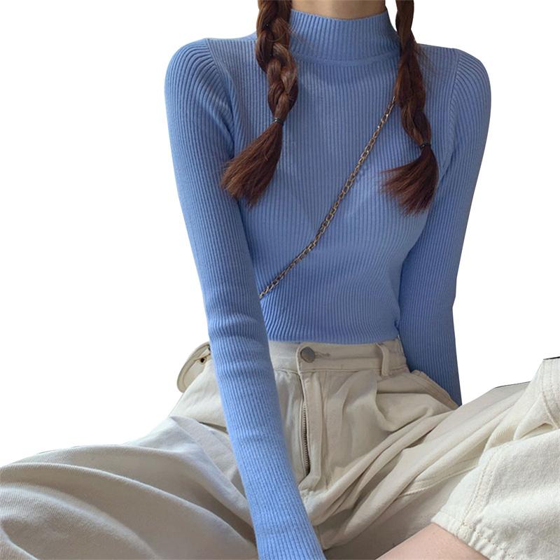 

Women's Sweaters Women Turtleneck Sweater Knitted Pullovers Elasticity Multicolor Solid Slim Female Tops Soft Warm Long Sleeve, Ap
