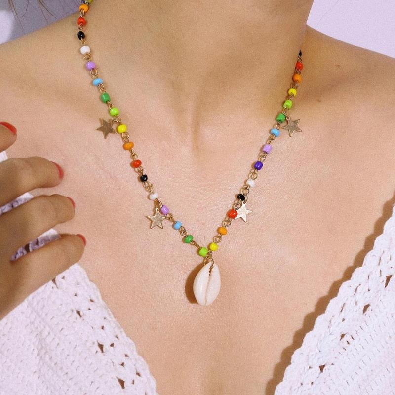 

Chokers Trendy Bohemia Colorful Seed Bead Choker Necklace Statement Short Collar Clavicle Chain For Women Girls Beach Jewelry