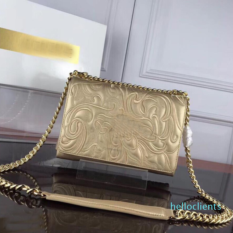 

High Quality Women Handbag Chain Crossbody bags Design Genuine leather Shoulder Bag Embossed Flower Elegant Lady Messenger bag, Red
