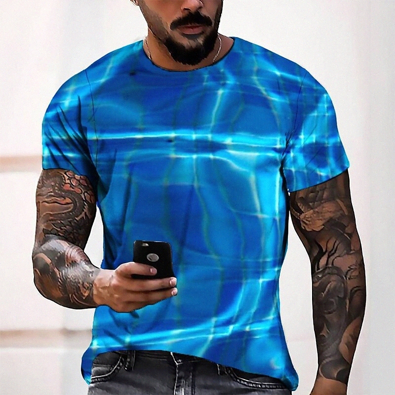 Men's Tee T shirt 3D Print Graphic Round Neck Casual Daily 3D Print Short Sleeve Tops Fashion Designer Cool Comfortable Blue W0TG#