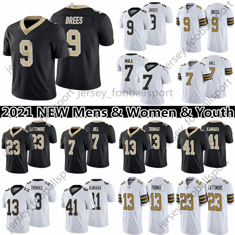 

9 Drew Brees 41 Alvin Kamara 13 Michael Thomas Football Jersey 7 Hill 51 Cesar Ruiz 2 Jameis Winston Mens women youth Jerseys, Black mens