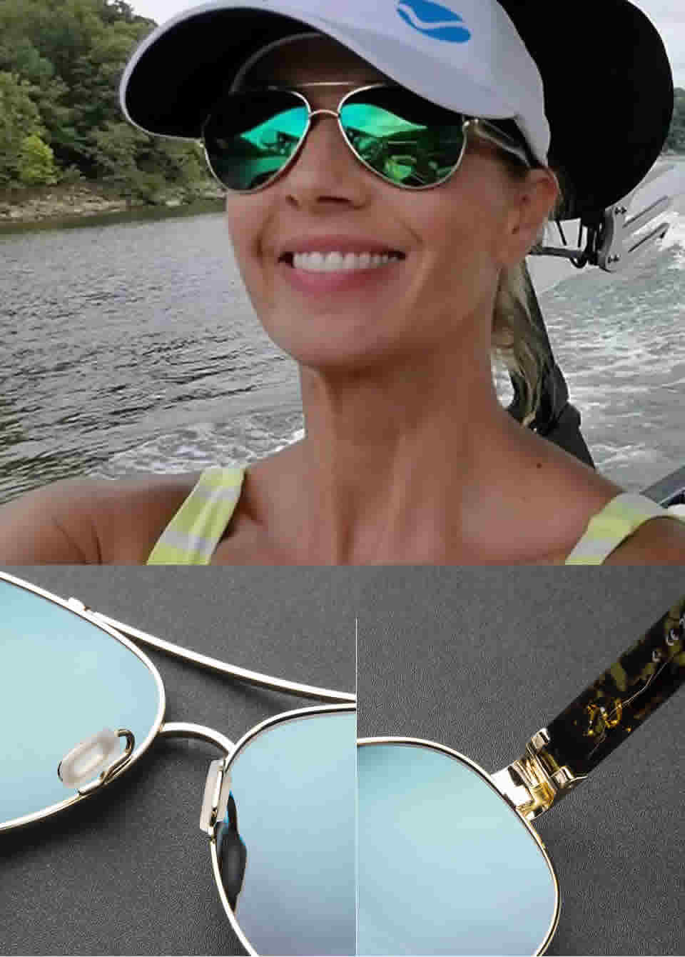 

South Point Polarized Sunglasses For Men Women Pilot Aviator UV400 TAC Lens Full Frame Eyewear Outdoors Sports Running Golf Surfing Offshore, White;black